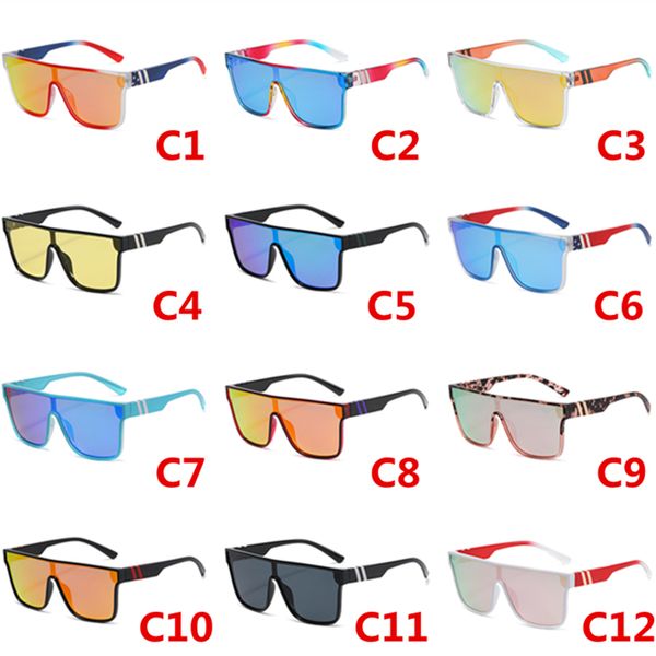 Occhiali da sole quadrati moda uomo donna occhiali da sole design di marca occhiali da vista a specchio siamesi con montatura grande 12 colori