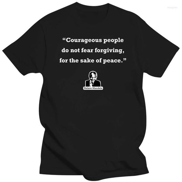 Camisetas masculinas Cores masculinas Camisa de algodão curta Nelson Mandela Citação: Peace Impresso Men T-shirt Style