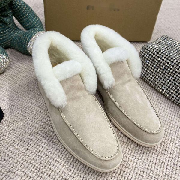 Designer-Schuhe Winter Charms Walk Wildleder-Loafer Mokassins Warmes Paar flache Stiefeletten aus Wolle zum Hineinschlüpfen Damen Luxusschuhe Fabrikschuhe Herrenschuhe