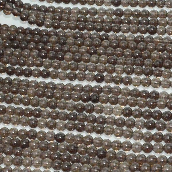 Круглые бусины из натурального дымчатого кварца с драгоценными камнями 4 мм