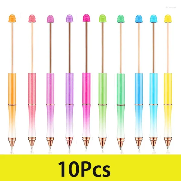 10 Stück Metall-Perlenstifte, Perlen-Kugelschreiber, schwarze Tinte, für Kinder, Geschenk, Frauen, Büro, Klassenzimmer, Schulbedarf, DIY