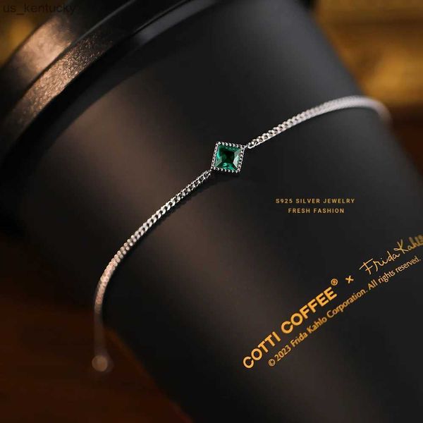 Браслет из настоящего стерлингового серебра 925 пробы, модный винтажный зеленый браслет для женщин, ювелирных украшений для свадебной вечеринки, R231115