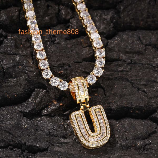 Foruixi N11-88 кубинская цепочка с индивидуальным именем, ожерелье с подвеской в стиле хип-хоп, позолоченное ожерелье с маленькой буквой