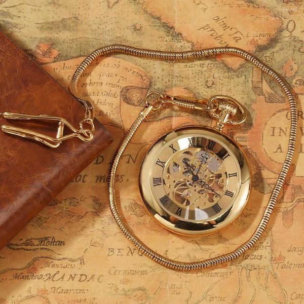 Pocket Watches Luxury Gold Copper Mechanical Hand Winding