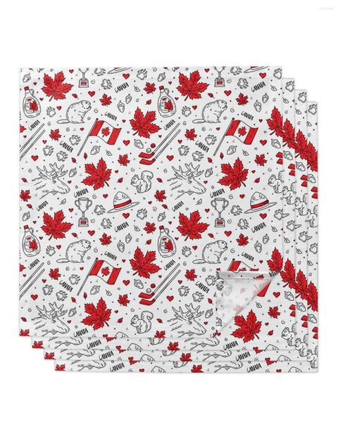 Tovagliolo da tavola 4 pezzi Happy Canada Day Maple Beaver Flag Quadrato 50 cm Decorazione di nozze Panno Cucina Cena Tovaglioli da portata