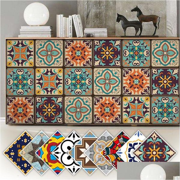 Adesivi murali 30 pezzi in PVC impermeabile autoadesivo stile marocchino mobili cucina bagno pavimento piastrelle decorative 220504 Drop Deliver Dhbfn