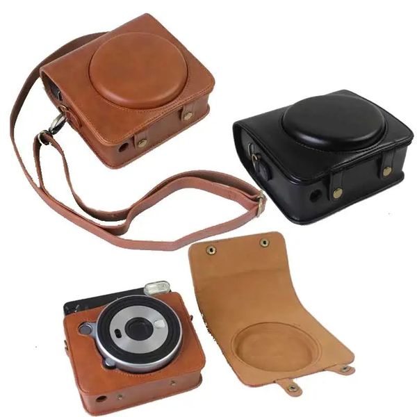 Accessori per borse per fotocamera Custodia protettiva Borsa per fotocamera in pelle PU marrone/nera con tracolla per fotocamera a pellicola istantanea Fujifilm Instax Square SQ6 231114
