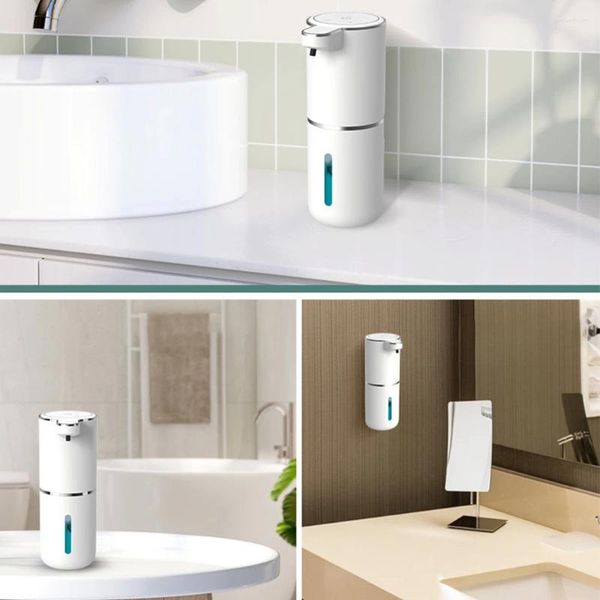 Dispenser di sapone liquido Pompa manuale da 380 ml con sensore intelligente in schiuma regolabile a 4 livelli ricaricabile per la cucina del bagno