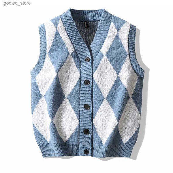 Camisolas masculinos de suéter de colete de colete masculino de gola com debômetros com decote em Vest Cardigan Cardigan Cardigan