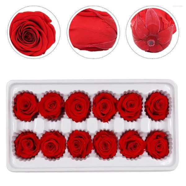 Flores decorativas 12 peças flor de rosa artificial acessórios de casamento faça você mesmo grampos de cabelo de noiva tiaras vestido vermelho rosas eternas