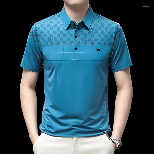 Camisetas masculinas Browon 2023 Camisa de verão Men Tees Moda Impressão xadre