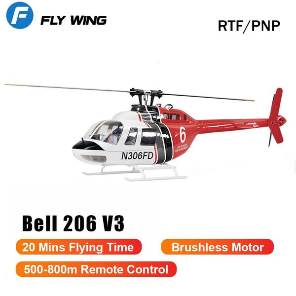 Aeronave ElectricRC FLY WING Bell 206 V3 RC Helicóptero RTF PNP 6 canais 116 Motor sem escova GPS Controle remoto com controlador de vôo H1 231114