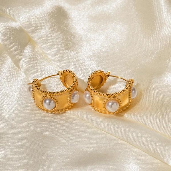 Orecchini pendenti DEAR-LIFE Gioielli di moda francesi leggeri e di lusso a forma di C con perle intarsiate che non sbiadiscono