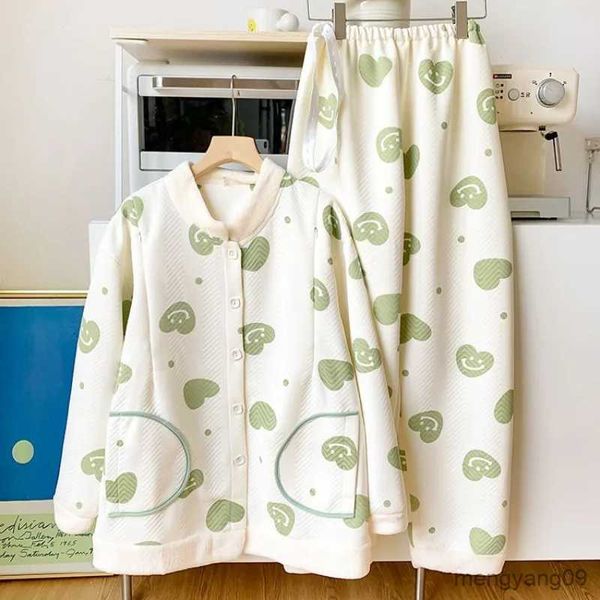 Ev Giyim 2023 Yeni Sonbahar Kış Kadınları Hava Pamuk Loungewear Postpartum Giyim Doğum Hemşireliği Kalın Stand Yakası Pijamaları R231115