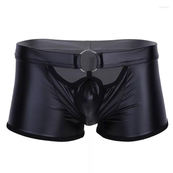 Mutande da uomo sexy in morbida pelle pantaloni corti per il sesso guaina in lattice intimo fondo maschile brevetto fetish boxer sexi