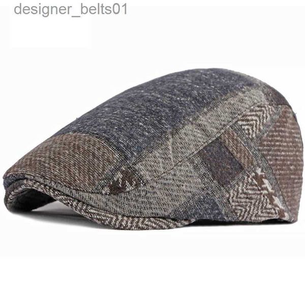 Berets HT4091 Männer Frauen Baskenmütze Mütze Herbst Winter Hüte für Männer Frauen Plaid Baskenmütze Hut Einstellbar Ivy Newsboy Flache Kappe Männlich weibliche BeretsL231115