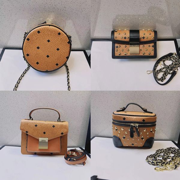 Luxuriöse MC-Umhängetasche mit Top-Griff aus echtem Leder, Damen-Designer-Handtasche mit Klappe, Clutch, Umhängetasche, Herren, modische Umschlagtaschen, Messenger, runder Eimer, Make-up-Tasche, Damentasche