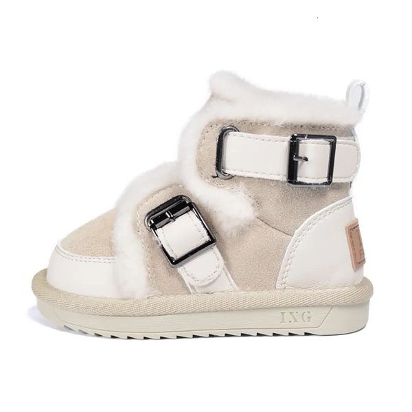 Stiefel Winter Kinder Schnee Echtes Leder Dicke Plüsch Warme Mädchen Jungen Rutschfeste Mode Kleinkind Baby Schuhe 1 6 Jahre 231115