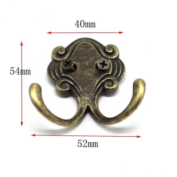 Ganci Rails Retro in lega di zinco Doppi denti Appendiabiti Cappotto Borsa Borsa Cappello Gancio Appendiabiti Bronzo antico 2Mx5Mx55Mm Lx4830 Drop Deliv Dhcip