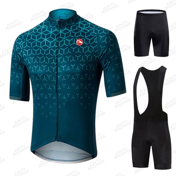 Maglia da ciclismo Set 2023 Set Maniche corte Abbigliamento Maillot Abbigliamento Pantaloncini con bretelle Uomo Bike Ropa Ciclismo Triathlon 231114