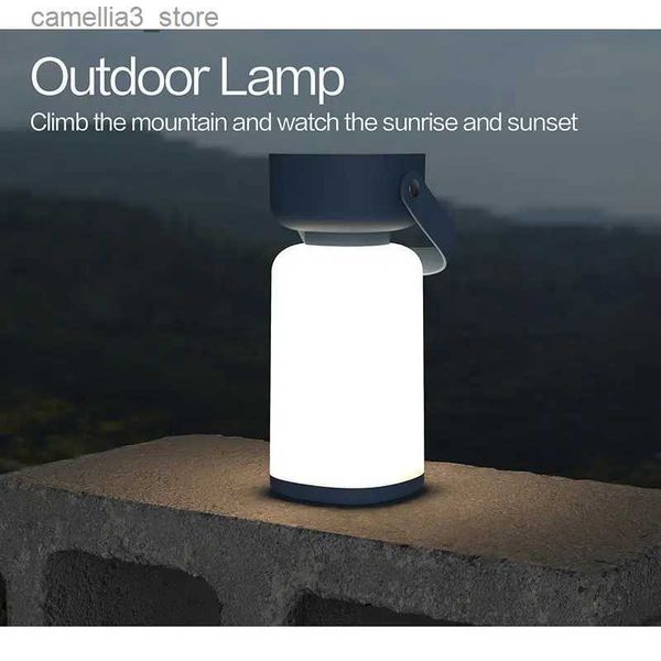 Lanterna de acampamento pode ser pendurada garrafa de lanterna de acampamento lâmpada recarregável suprimentos reguláveis escurecimento portátil bateria led lâmpada iluminação usb q231116