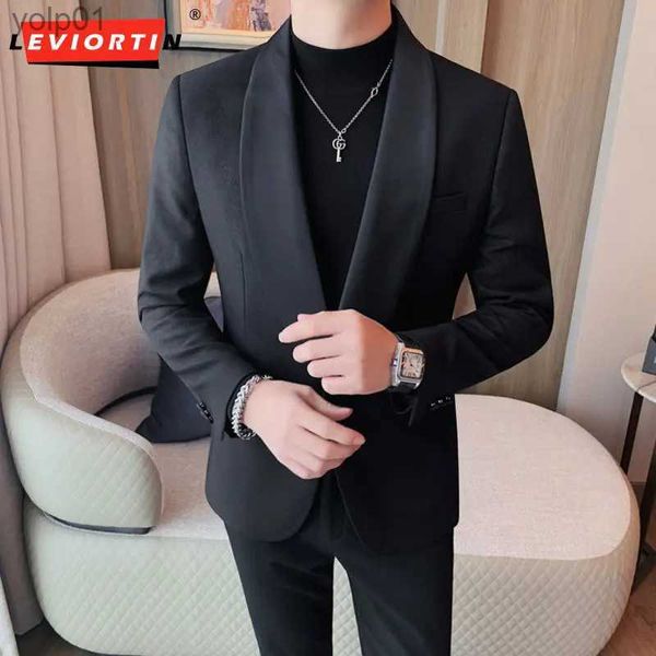 Jaquetas masculinas 2023 outono/inverno nova jaqueta masculina sólida casual terno de negócios fino ajuste casamento noivo banquete casaco formal rua wear S-4XLL231115