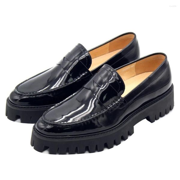 Sapatos de vestido inverno aumentar oxford plataforma de couro genuíno para homens feitos à mão mocassins casamento preto