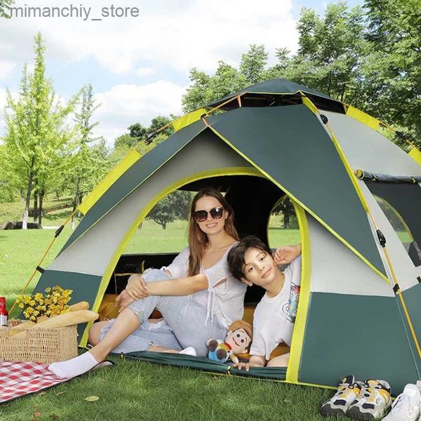 Tende e rifugi Tenda da campeggio all'aperto Apertura automatica rapida Parasole impermeabile Riparo da picnic senza costruzione Famiglia Spiaggia Ampio spazio Q231117