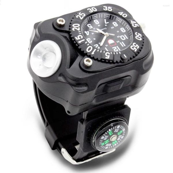 Taschenlampen Taschenlampen Outdoor-Uhr Taktische wiederaufladbare LED Wristlight Wasserdichte Handgelenk-Beleuchtungslampe mit Kompass