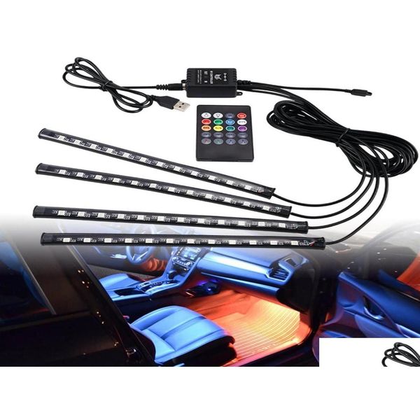 Hid Xenon Kitleri Araba Led Şeritleri Işıklar 364872 Ortam RGB USB 12V İç Dekoratif Lamba Uygulaması Kablosuz Uzaktan Mod9209698 Bırak dhrdn