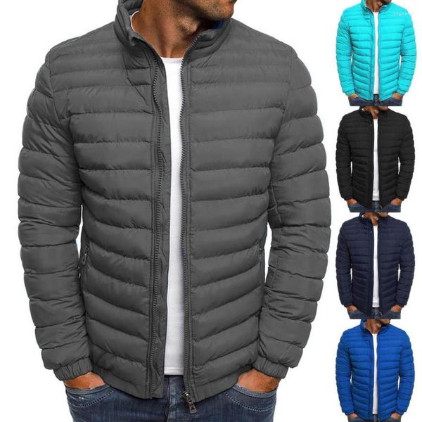 Jaquetas masculinas Puffer Jacket Casual Color Solid Color Leve Parka Stand Collar