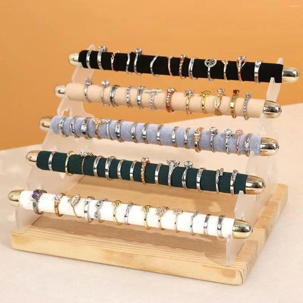 Bolsas de jóias anéis expositor anel rack de armazenamento para penteadeira mulheres menina vitrine verde escuro