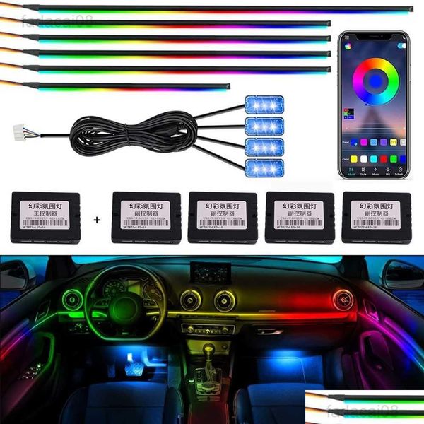 Luzes decorativas sinal acrílico néon led carro interior ambiente app tira guia de luz fibra óptica rgb decoração atmosfera lâmpada gota d dh7w8