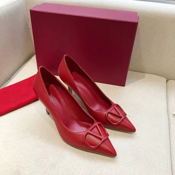 Sapato de grife de gestão de sapatos de sapato de sapato de sapato de salto vermelho salto alto feminino