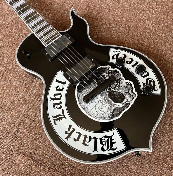 Raro Wylde Audio Odin Live Stage Tocado Guitarra BLS Assinado Black Label Skul Guitarra Elétrica Grover Tuners Hardware Preto Grande Bloco Inlay China EMG Pickups