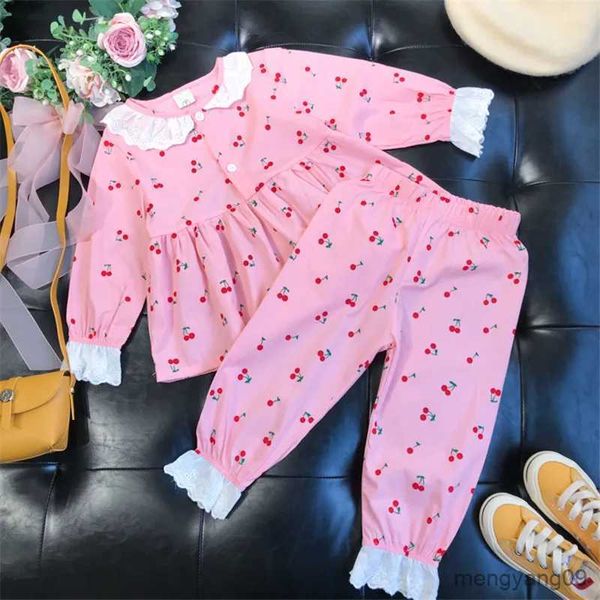 Casa roupas bebê menina pijamas conjunto de algodão camisa + calça 2 pçs primavera verão criança sleepwear botão manga longa bebê casa terno roupas r231115