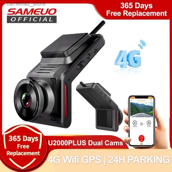 carro dvr 4G WiFi DashCam Dual Lens GPS Logger Suporte remoto monitor ao vivo Auto Video Dash cam Record 4G Hidden Car DVR U2000Plus Câmera Q231115