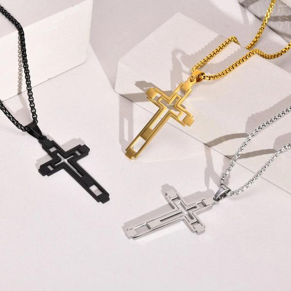Ожерелья с подвесками Megin D из нержавеющей стали, титановый крест, хип-хоп, панк-воротник, цепочки и ожерелья для мужчин и женщин, пара парней, подарочные ювелирные изделия