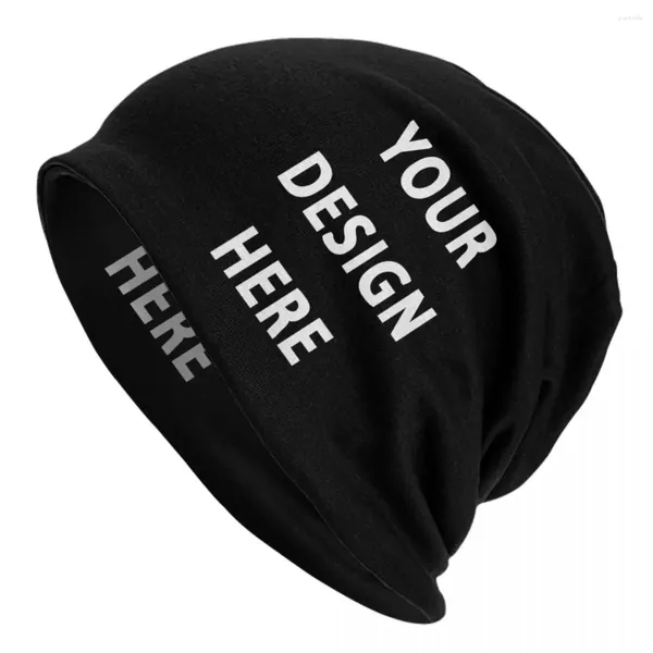 Berets seu design aqui crânios gorros bonés unisex inverno quente tricô chapéu adulto personalizado personalizar logotipo bonnet chapéus ao ar livre boné de esqui