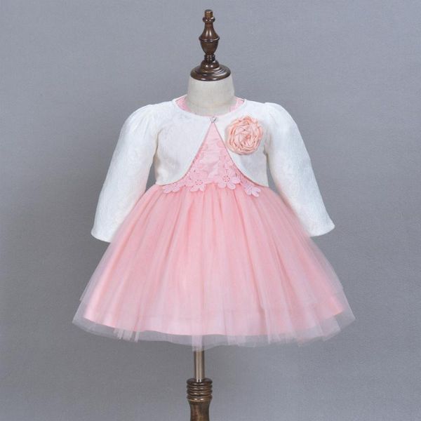 Vestidos de menina Vestido de bebê 2023 da menina para 2023 Vestido de bebê elegante para um aniversário de 1-2 anos de idade, flores brancas e rosa festa vestido para criança roupas