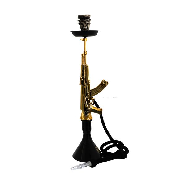 Hookahs Metal Shisha 2 Mangueira Estilo Reto Cachimbo de Fumar Hookah Bong Dab Rig Cera de Tubulação de Água