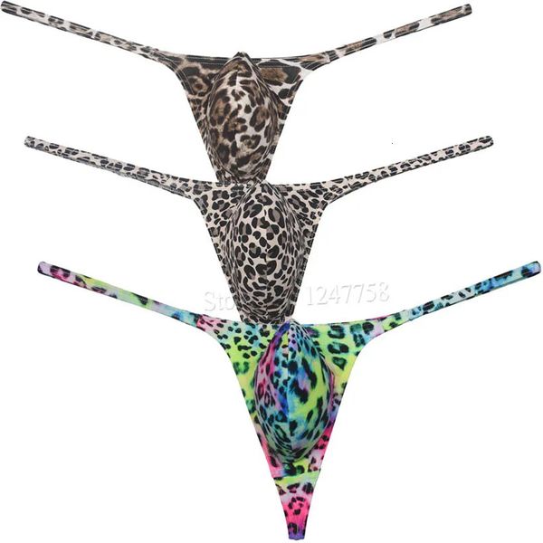 Slips Höschen Männer Leopard Micro Tanga Sissy Dessous Männer Mankini Männlich Weiche String Sexy Unterwäsche Ausbuchtung Beutel Tanga 23115