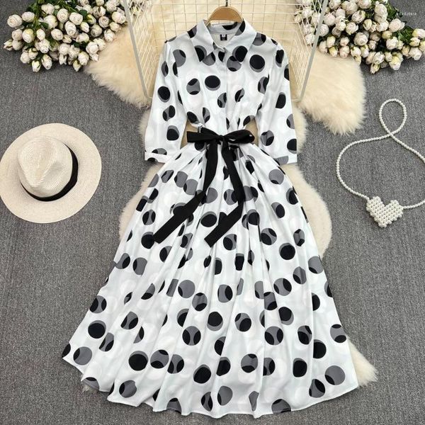 Повседневные платья Clothland Women Elegant Polka Dot Probort Drub