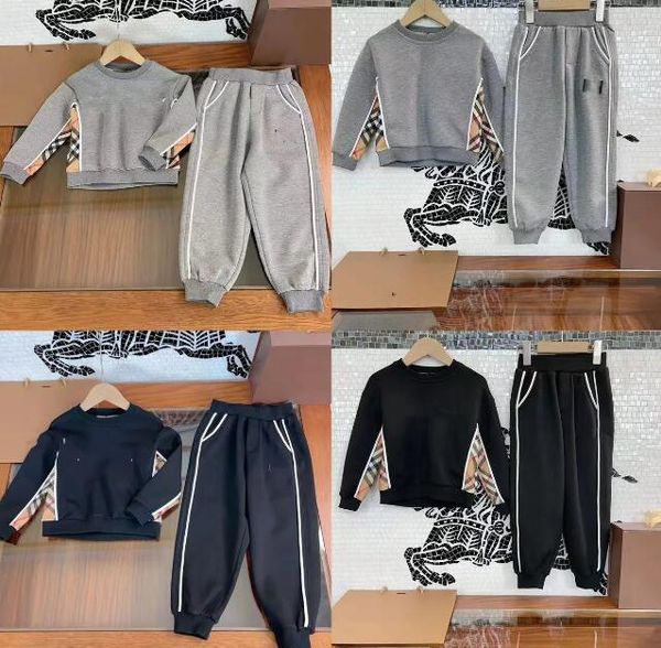 Kindermode-Bekleidungsset Designer-Jugendjungen Graue Sportbekleidung Großhandel Schwarze Kleidung für kleine Mädchen 2-teilige Hoodies und Hosen