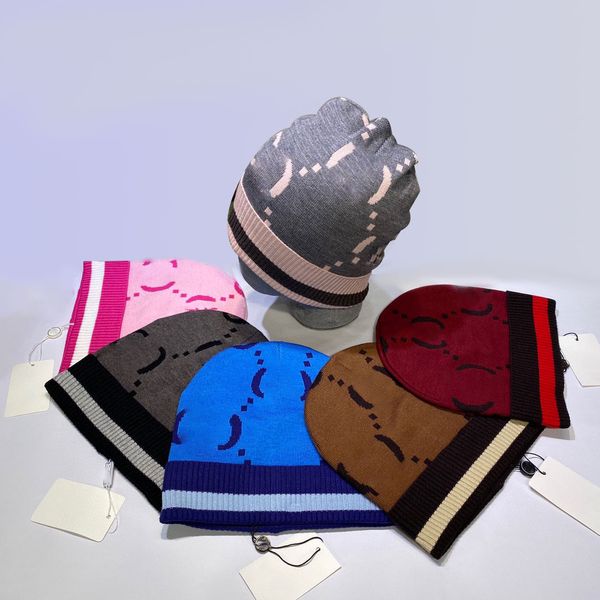 Inverno malha designer beanie luxo guci chapéus ao ar livre mulher carta triângulo gorro de lã homem cabeça quente cashmere crânio bonés caixa de presente loja de fábrica