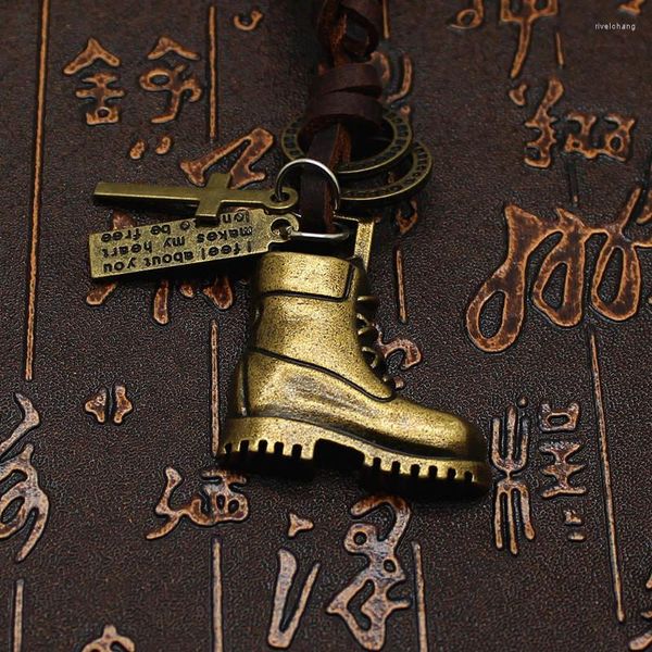 Collane con ciondolo 2023 Vintage Steam Punk Statement Collana scarpe in pelle per donna uomo gioielli moda all'ingrosso