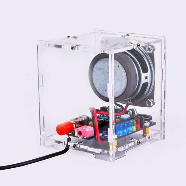 Alto-falantes portáteis bluetooth alto-falante kit diy amplificador de áudio diy kit componentes eletrônicos caso transparente com led alto-falante do telefone móvel