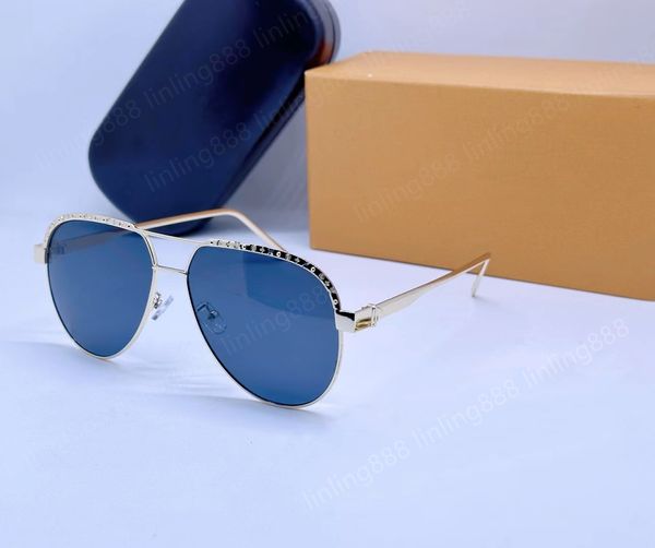 2023 Luxury Fashion Classic Pilot Sonnenbrille für Damen Herren Metall Oval Goldrahmen UV400 Designer Vintage Style Attitude Sonnenbrillen Schutzbrillen mit Box