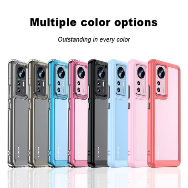 Klare, stoßfeste Acryl-Handyhülle für Xiaomi Mi 12 Pro 12X Phone Candy Color TPU Bumper Robuste Schutzhülle für die Rückseite