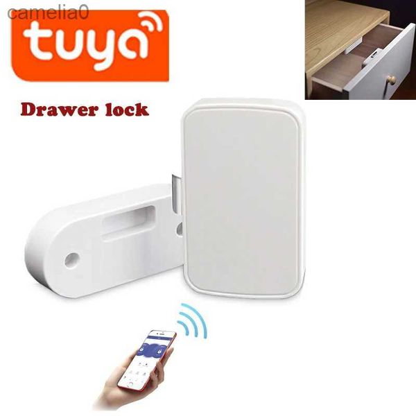 Smart Lock Tuya Smart Home File Cabinet Lock Wireless Bluetooth Keyless Invisible Mobile APP Controllo Serrature elettroniche per cassetti di mobiliL231116